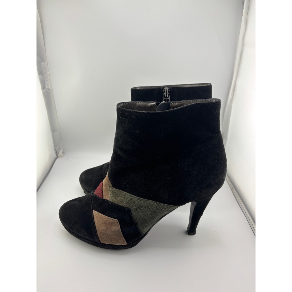 Sacha London Womens Black Suede Patchwork Ankle Boots Stiletto Heel Size 8.5
